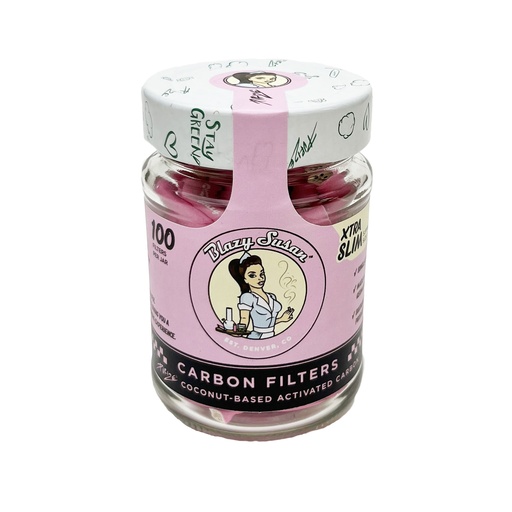 [BLAZ-12660] BLAZY SUSAN PINK XTRA SLIM 5.9MM CARBON FILTERS 100CT JAR