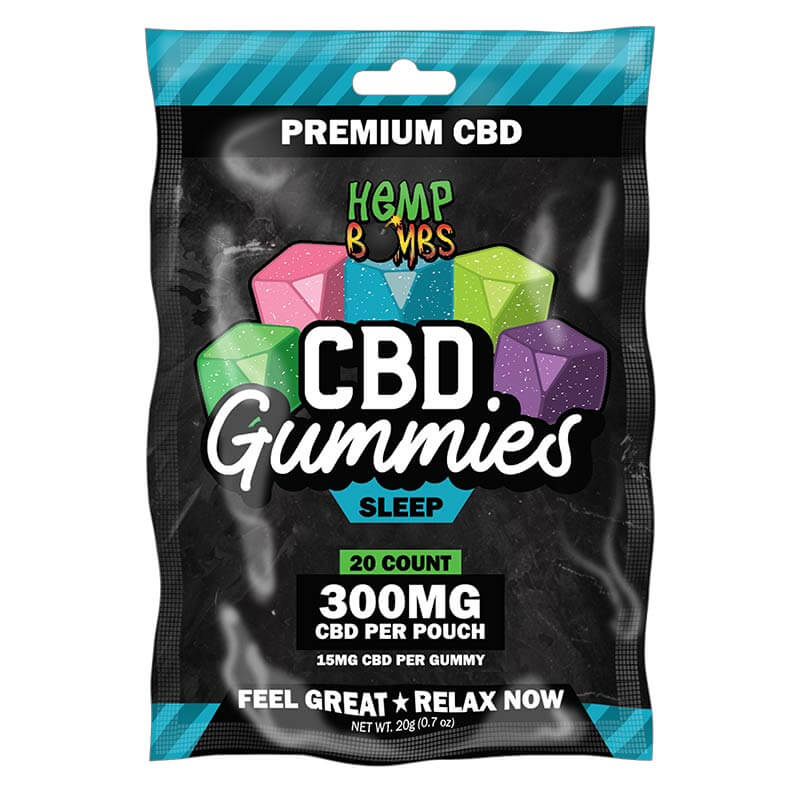 HEMP BOMB SLEEP 300MG CBD GUMMIES 20CT BAG ASSORTED FLAVORS