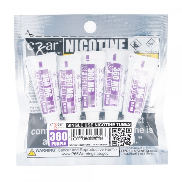 CZAR 360MG PURPLE NICOTINE TUBES 0.9ML BAG OF 5