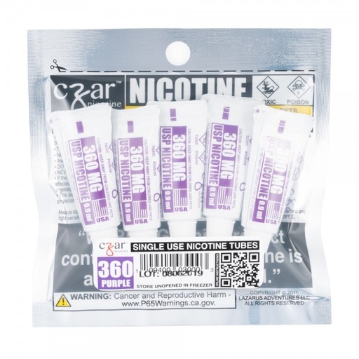 [CZAR-07124] CZAR 360MG PURPLE NICOTINE TUBES 0.9ML BAG OF 5
