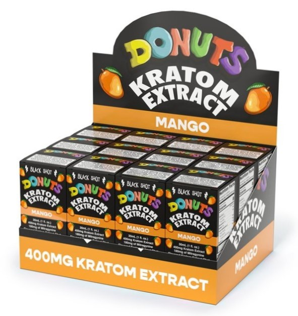 DONUTS 400MG KRATOM EXTRACT BLACK SHOT MANGO BOX OF 12