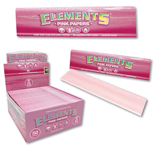 [ELEM-05226] ELEMENTS PINK KINGSIZE SLIM 32CT BOX OF 50