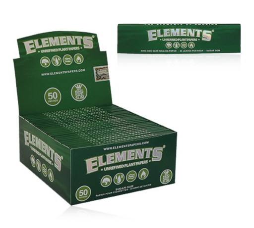 [ELEM-12975] ELEMENTS GREEN KINGSIZE SLIM 32CT BOX OF 50