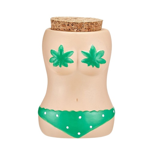 [FAS-00432] FASHIONCRAFT CERAMIC GREEN BIKINI STASH JAR #88078