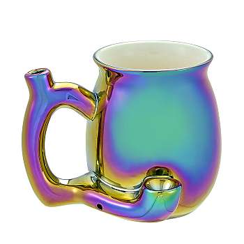 [FASH-06010] FASHIONCRAFT CERAMIC ELECTROPLATED IRIDESCENT MUG #88181