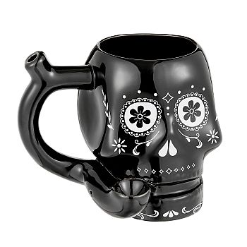 [FASH-06028] FASHIONCRAFT CERAMIC BLACK SKULL MUG #82478
