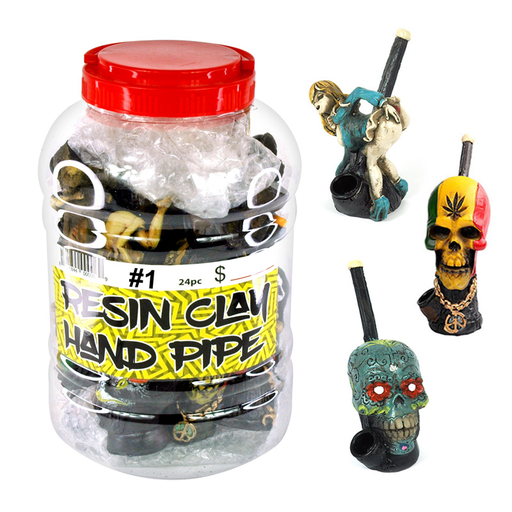 [Temp-HAM-004173] RESIN CLAY HAND PIPE #TO-PI-CLJ1 MIX DESIGN #1 24CT JAR