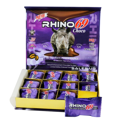 [Temp-HAM-004185] RHINO 69 CHOCO VIP SEXUAL ENHANCEMENT CHOCOLATE 10G BOX OF 12