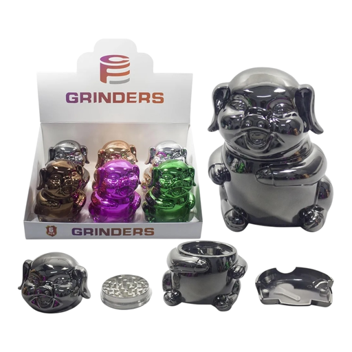 [Temp-HAM-004680] TOBACCO GRINDER FAT PIG DESIGN 4 PARTS #GR353 BOX OF 6