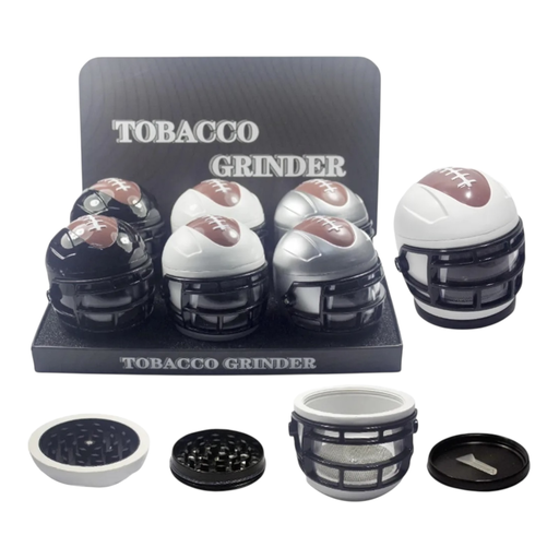[Temp-HAM-004681] TOBACCO GRINDER FOOTBALL HELMET DESING 4 PARTS #GR348 BOX OF 6