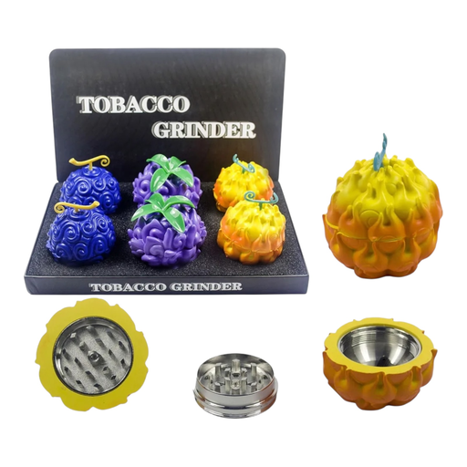 [Temp-HAM-004682] TOBACCO GRINDER FRUIT DESING 3 PARTS #GR345 BOX OF 6
