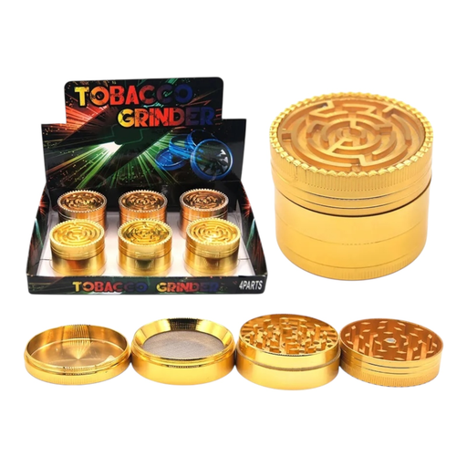 [Temp-HAM-004687] TOBACCO GRINDER MAZE ON TOP DESIGN 4 PARTS #GR150-52GD BOX OF 6