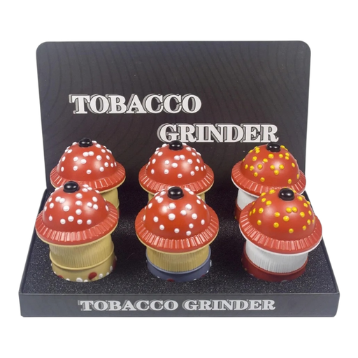 [Temp-HAM-004690] TOBACCO GRINDER MUSHROOM DESIGN 4 PARTS #GR342 BOX OF 6