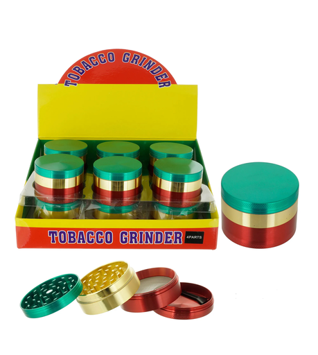[Temp-HAM-004695] TOBACCO GRINDER RASTA GYRR 4 PARTS #GR131 BOX OF 12