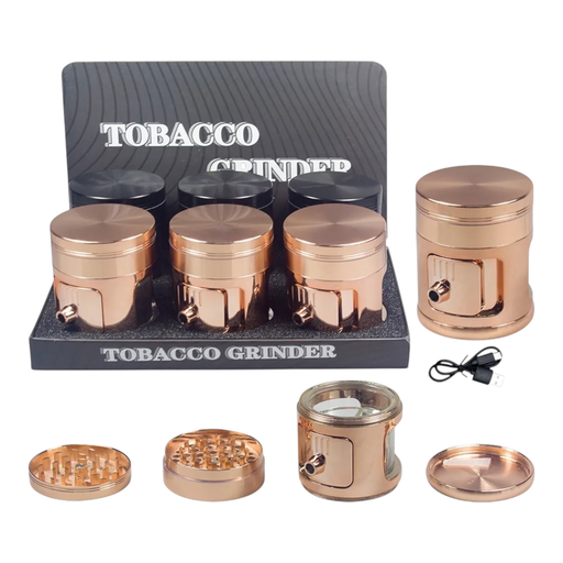 [Temp-HAM-004702] TOBACCO GRINDER SLIDING SPOUT DISPENSER WITH LED 4 PARTS #GR326 BOX OF 6