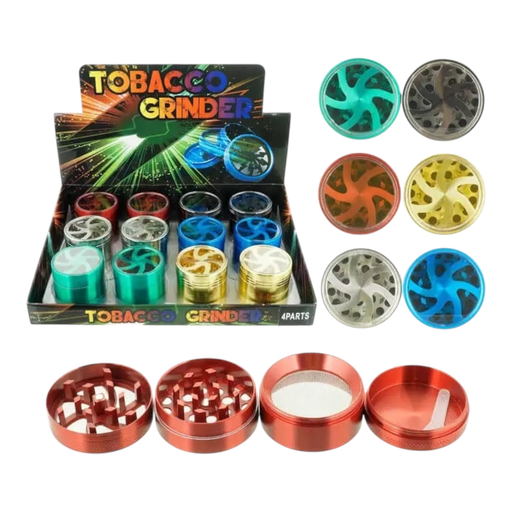 [Temp-HAM-004709] TOBACCO GRINDER WHEEL ON TOP DESIGN 4 PARTS #GR135-55GM BOX OF 6