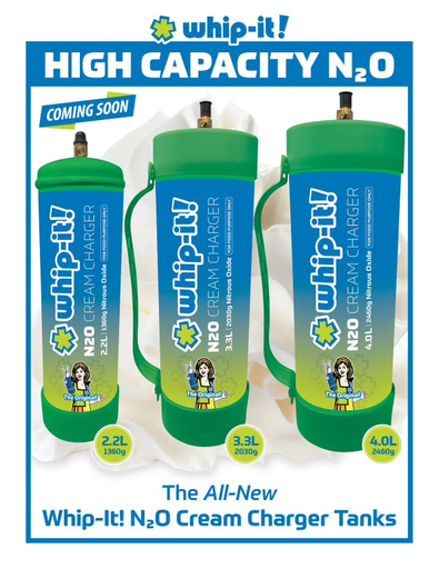 [Temp-HAM-005213] WHIP IT CYLINDER TANK NITROUS OXIDE CREAM CHARGER 3.3L BOX OF 2