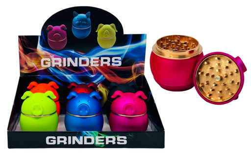 [TOBA-26678] TOBACCO GRINDER PIG DESIGN 4 PARTS #YJ-63001-1 BOX OF 6