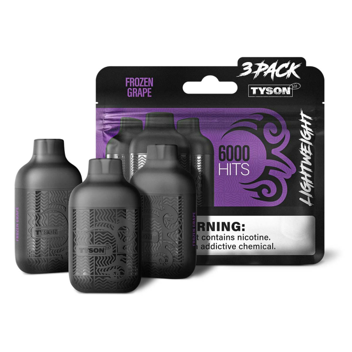 TYSON 2.0 LIGHTWEIGHT 5% DISPOSABLE 6000 PUFFS 3CT BOX OF 10
