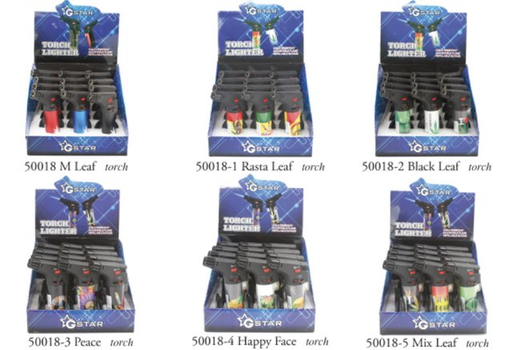 [ITM230620010227] GSTAR TORCH LIGHTERS ASSORTED DESIGNS BOX OF 12 #50018