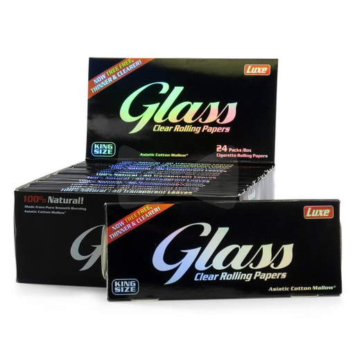 [ITM230620010255] LUXE GLASS CLEAR KINGSIZE ROLLING PAPERS BOX OF 24