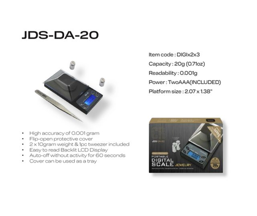 [ITM230620010324] CR JDS-DA-20 PORTABLE DIGITAL SCALE JEWELRY 20G X 0.001G