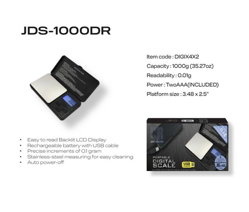 [ITM230620010325] CR JDS-1000 DR PORTABLE DIGITAL SCALE 1000G X 0.1G USB CHARGING