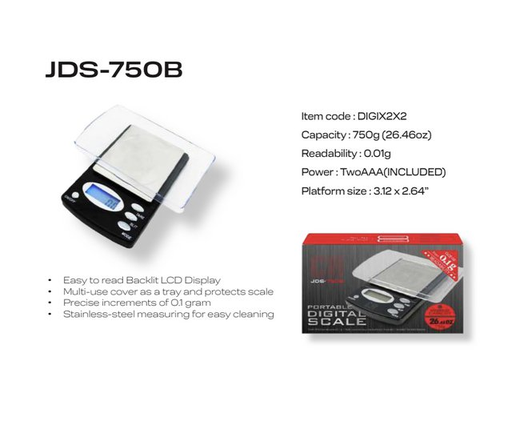 [ITM230620010332] CR JDS-750B PORTABLE DIGITAL SCALE 750G X 0.1G BLACK
