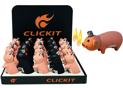 [MIDD-10330] CLICKIT PIG DOUBLE FLAME LIGHTER GH-3047 BOX OF 20