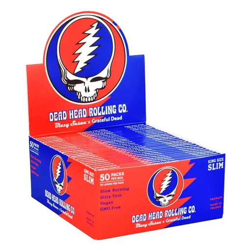 [BLAZ-20042] BLAZY SUSAN X GRATEFUL DEAD KING SIZE SLIM DEAD HEAD ROLLING PAPERS BOX OF 50