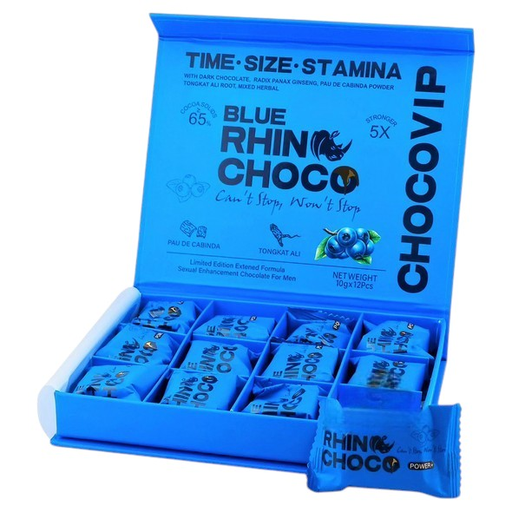 [BLUE-26935] BLUE RHINO CHOCO VIP SEXUAL ENHANCEMENT CHOCOLATE BLUEBERRY 10G BOX OF 12