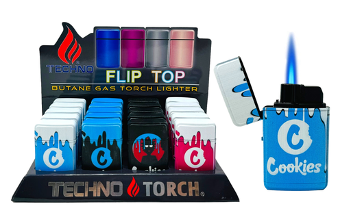 [TECH-19197] TECHNO TORCH #19607-CO3 COOKIES DESIGN FLIP TOP TORCH LIGHTERS BOX OF 20