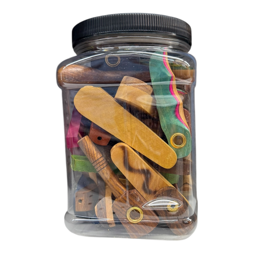 [Temp-HAM-000608] 4" WOOD TOBACCO PIPE 30CT JAR #COD-2080