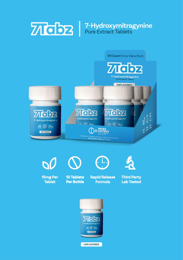 [Temp-HAM-000668] 7TABZ 15MG 7-HYDROXY KRATOM CAPSULES 10CT JAR