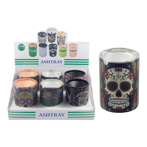 [Temp-HAM-000974] ASHTRAY CUP CANDY SKULL ASSORTMENT DESIGNS #ASHTRAY-CUP-CSK BOX OF 6