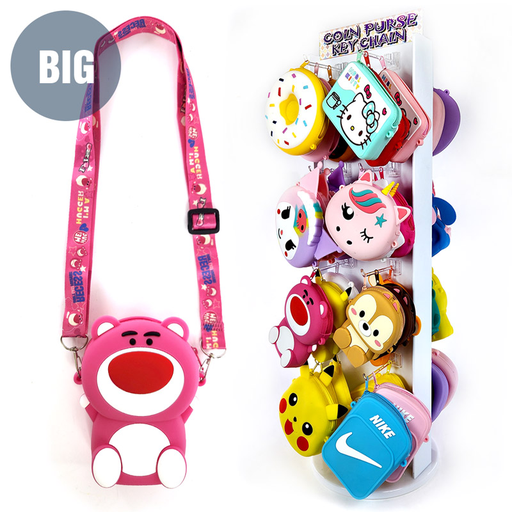 [Temp-HAM-001097] BIG COIN PURSE KEY CHAIN TWO SIDE PRE-FILLED DISPLAY OF 48