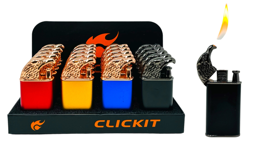 [CLIC-20215] CLICKIT EAGLE 2 IN 1 TORCH & FLAME LIGHTER GH-7266Y BOX OF 20