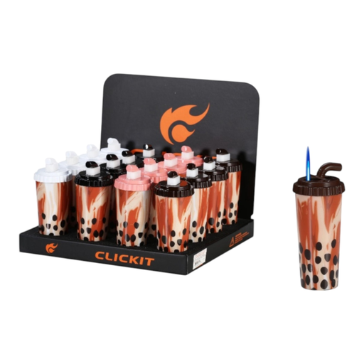 [Temp-HAM-001391] CLICKIT BOBA TEA CUP TORCH LIGHTER #GH-7253 BOX OF 16
