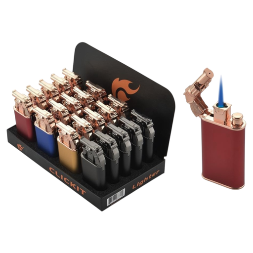 [Temp-HAM-001409] CLICKIT PISTOL 2 IN 1 TORCH & FLAME LIGHTER GH-7266 BOX OF 20