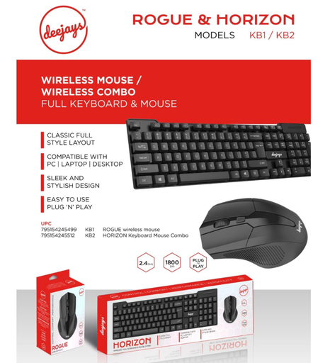 [Temp-HAM-001582] DEEJAYS WIRELESS KEYBOARD & MOUSE COMBO