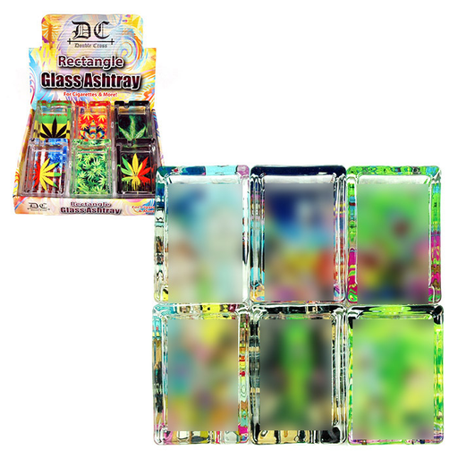 [Temp-HAM-001690] DOUBLE CROSS RECTANGLE GLASS ASHTRAY RICK & MORTY DESIGN BOX OF 6