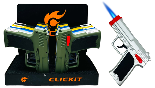[CLIC-25838] CLICKIT LARGE PISTOL GUN TORCH LIGHTER #GH-9073 BOX OF 10
