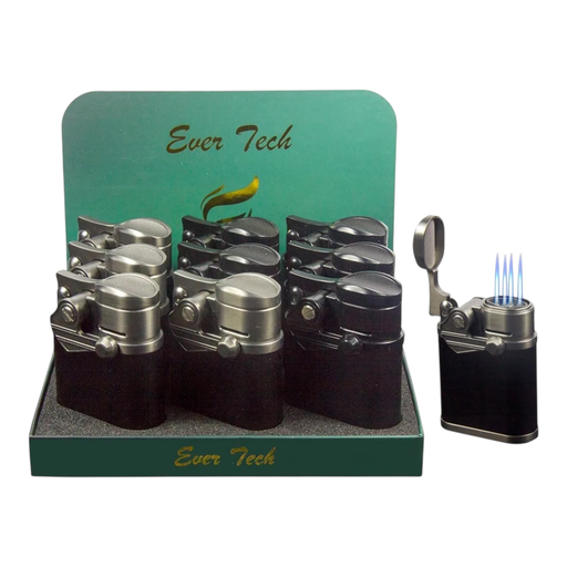 [Temp-HAM-001865] EVER TECH QUAD FLAME FLICK TORCH LIGHTER WITH CIGAR HOLDER #M0421 BOX OF 9