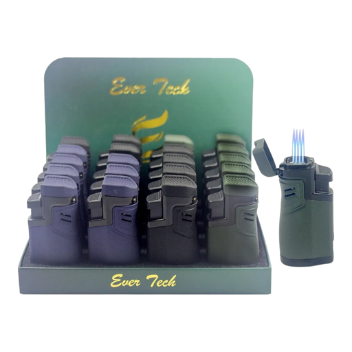 [Temp-HAM-001866] EVER TECH QUAD FLAME TORCH LIGHTER WITH CIGAR HOLDER AND PUNCHER #M0430 BOX OF 20