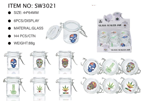 [Temp-HAM-002161] GLASS SEALED JAR 64MM #SW3021 BOX OF 6