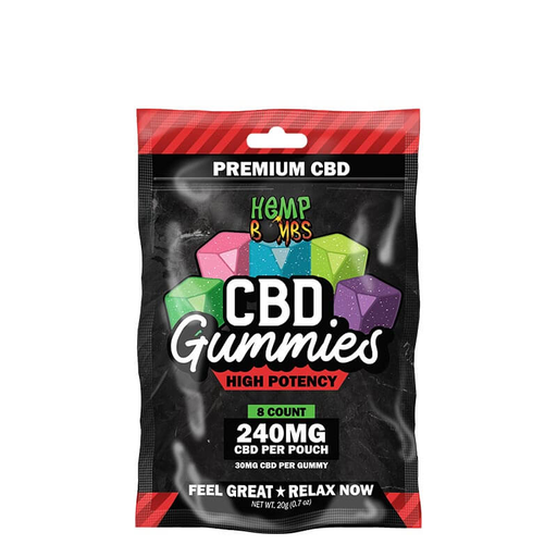 [Temp-HAM-002372] HEMP BOMB HIGH POTENCY 240MG CBD GUMMIES 8CT BAG ASSORTED FLAVORS