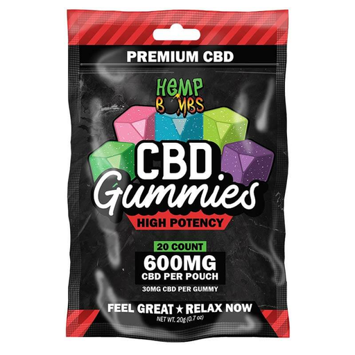 [Temp-HAM-002373] HEMP BOMB HIGH POTENCY 600MG CBD GUMMIES 20CT BAG ASSORTED FLAVORS
