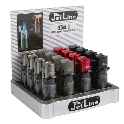 [Temp-HAM-002558] JETLINE REGAL 3 TRIPLE FLAME POCKET TORCH LIGHTERS BOX OF 16