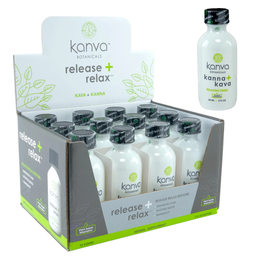 [Temp-HAM-002654] KANVA BOTANICALS KAVA + KANNA RELEASE + RELAX SHOTS BOX OF 12