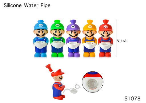 [Temp-HAM-003267] MARIO SILICONE WATER PIPE #RS1078 ASSORTED COLORS
